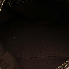 Printed Canvas Bamboo Horsebit Handbag