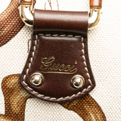Printed Canvas Bamboo Horsebit Handbag