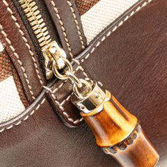 Printed Canvas Bamboo Horsebit Handbag