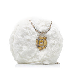 CC Crystal Embellished Faux Fur Round Crossbody