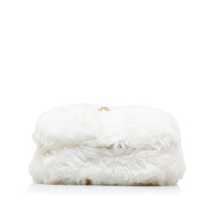 CC Crystal Embellished Faux Fur Round Crossbody