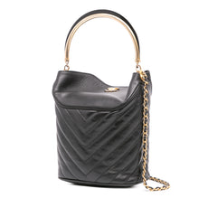 Quilted Chevron Lambskin Handle with Chic Bucket Bag