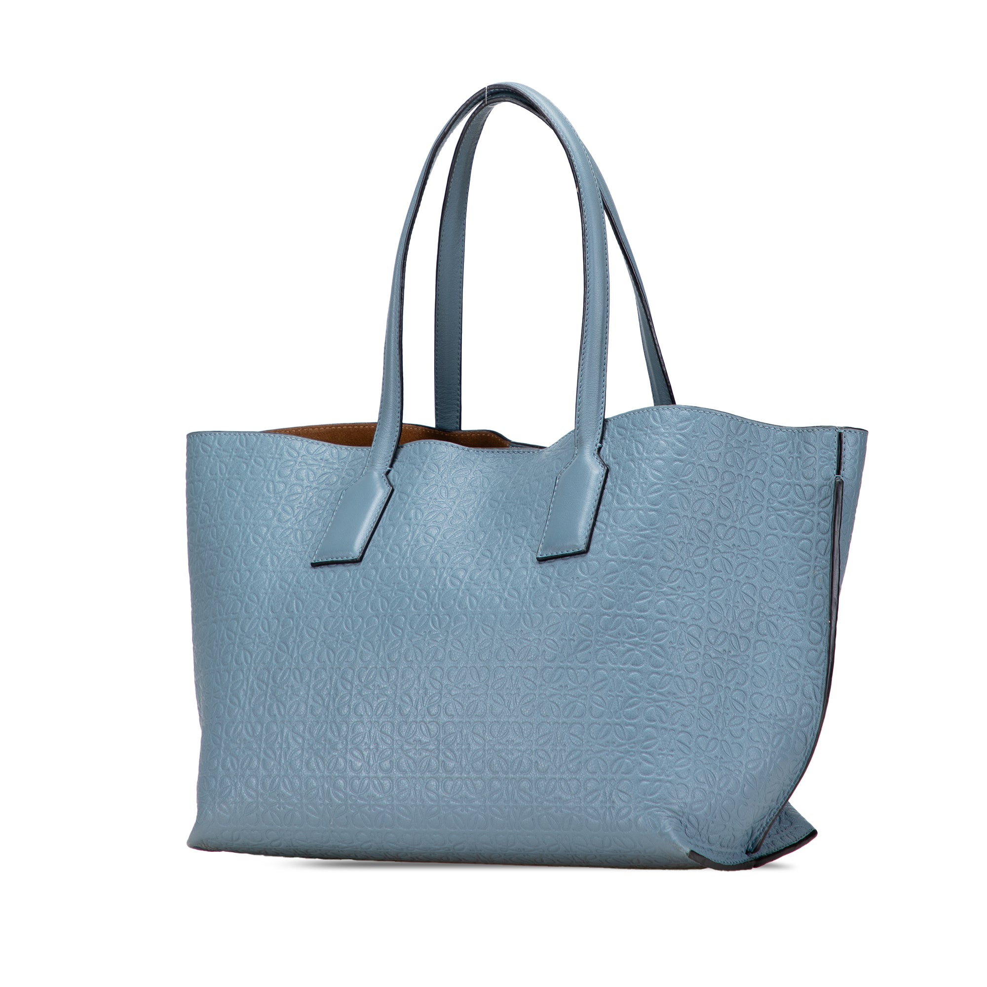 Embossed Anagram Leather T Shopper Tote