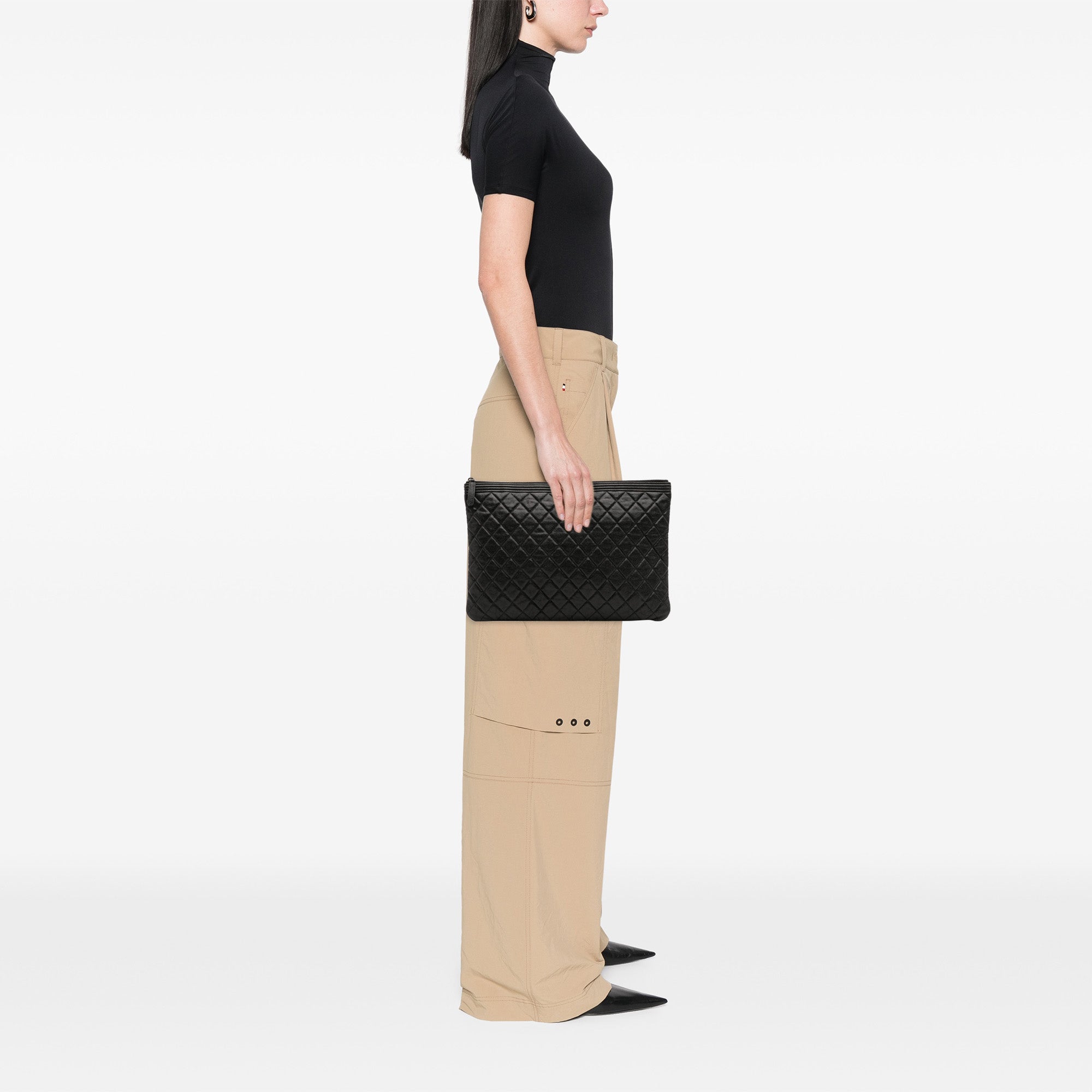 Large Quilted Caviar Boy O Case Clutch