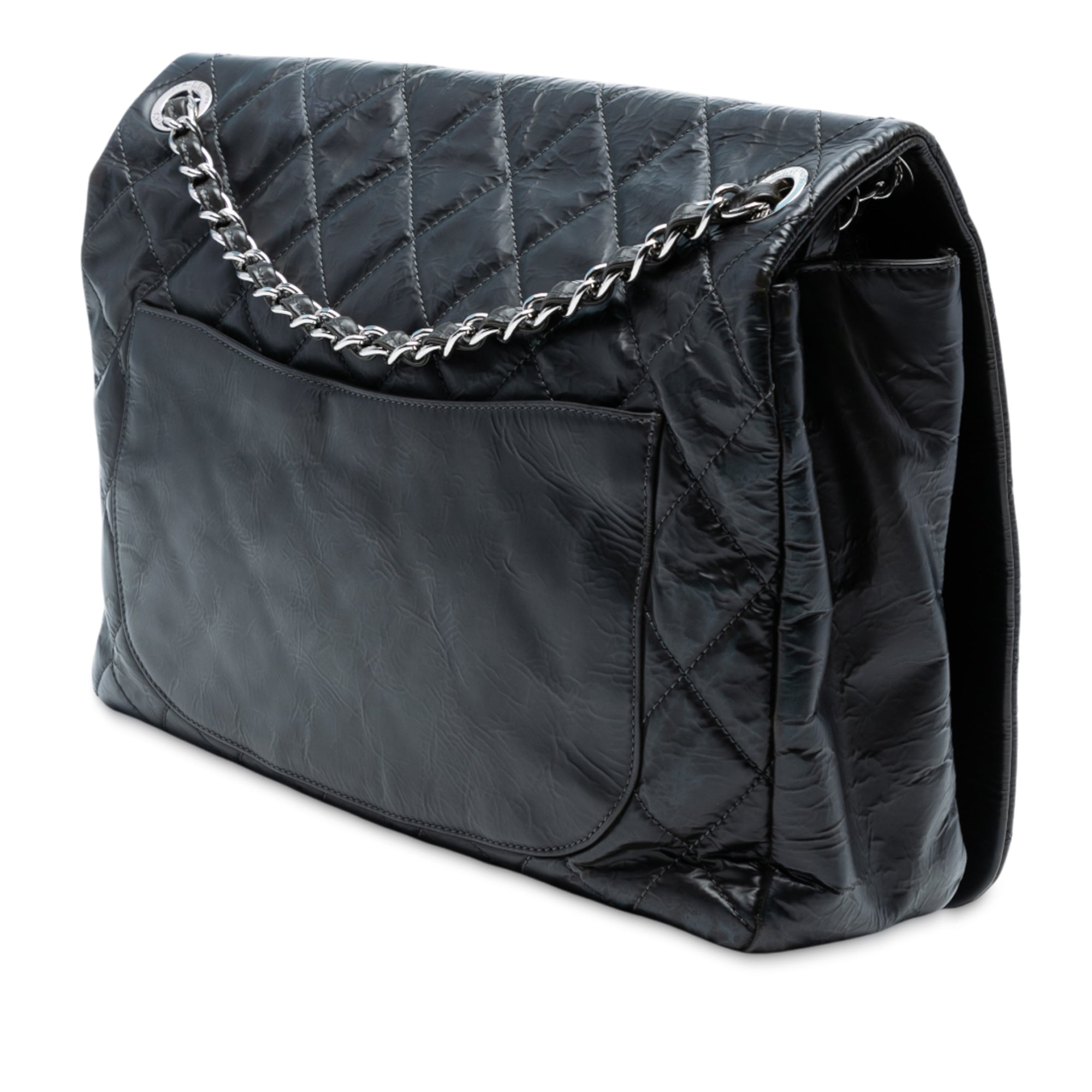 XL CC Glazed Quilted Calfskin Single Flap