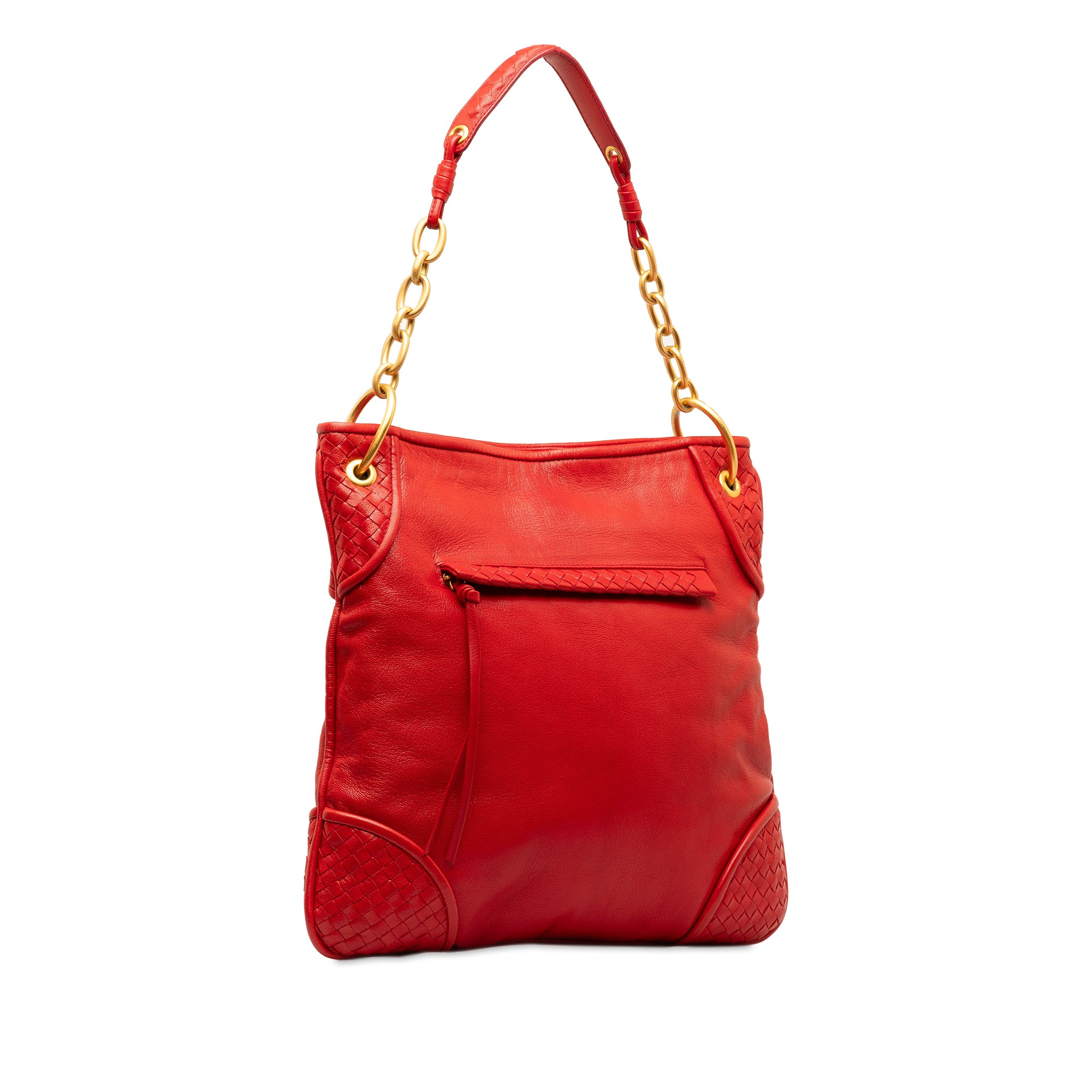Intrecciato Trimmed Leather Shoulder Bag_1