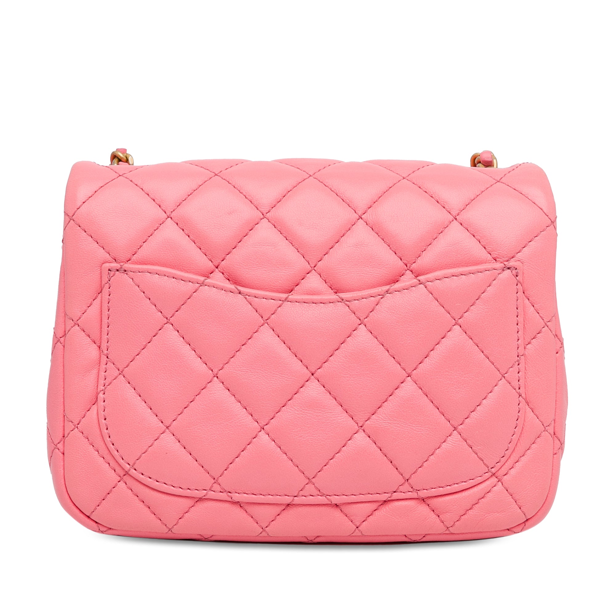 Mini Square Classic Lambskin Pearl Crush Flap_2