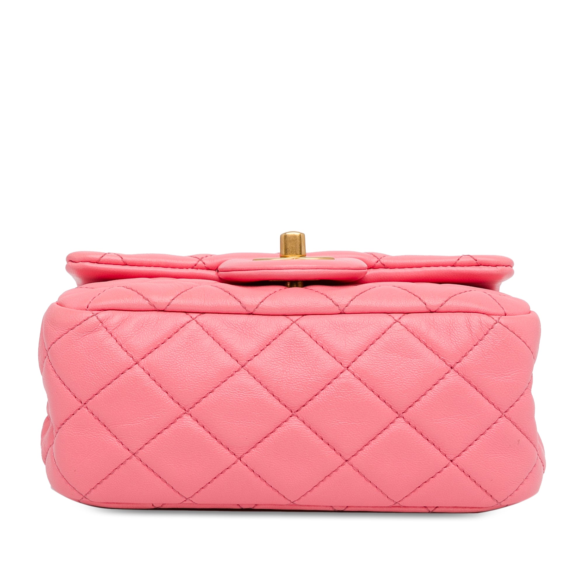 Mini Square Classic Lambskin Pearl Crush Flap_3