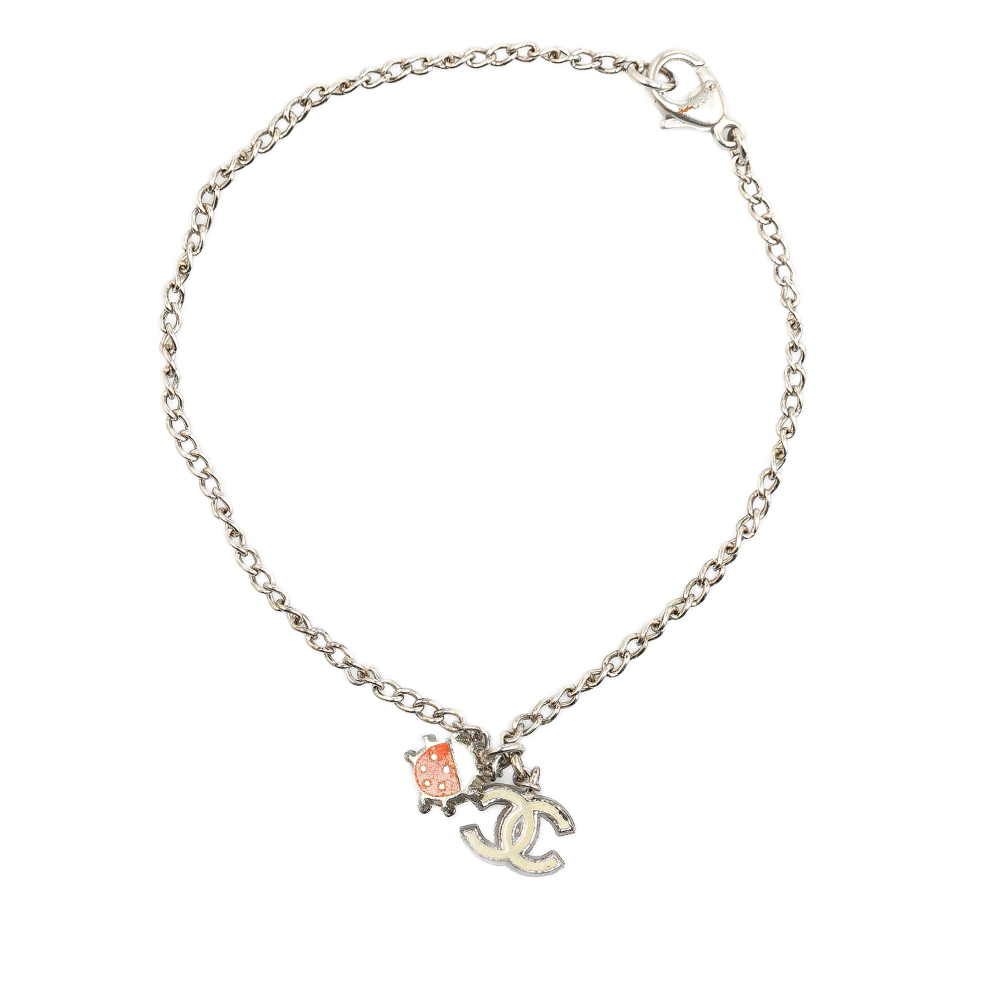 Silver Plated CC Ladybug Charm Bracelet