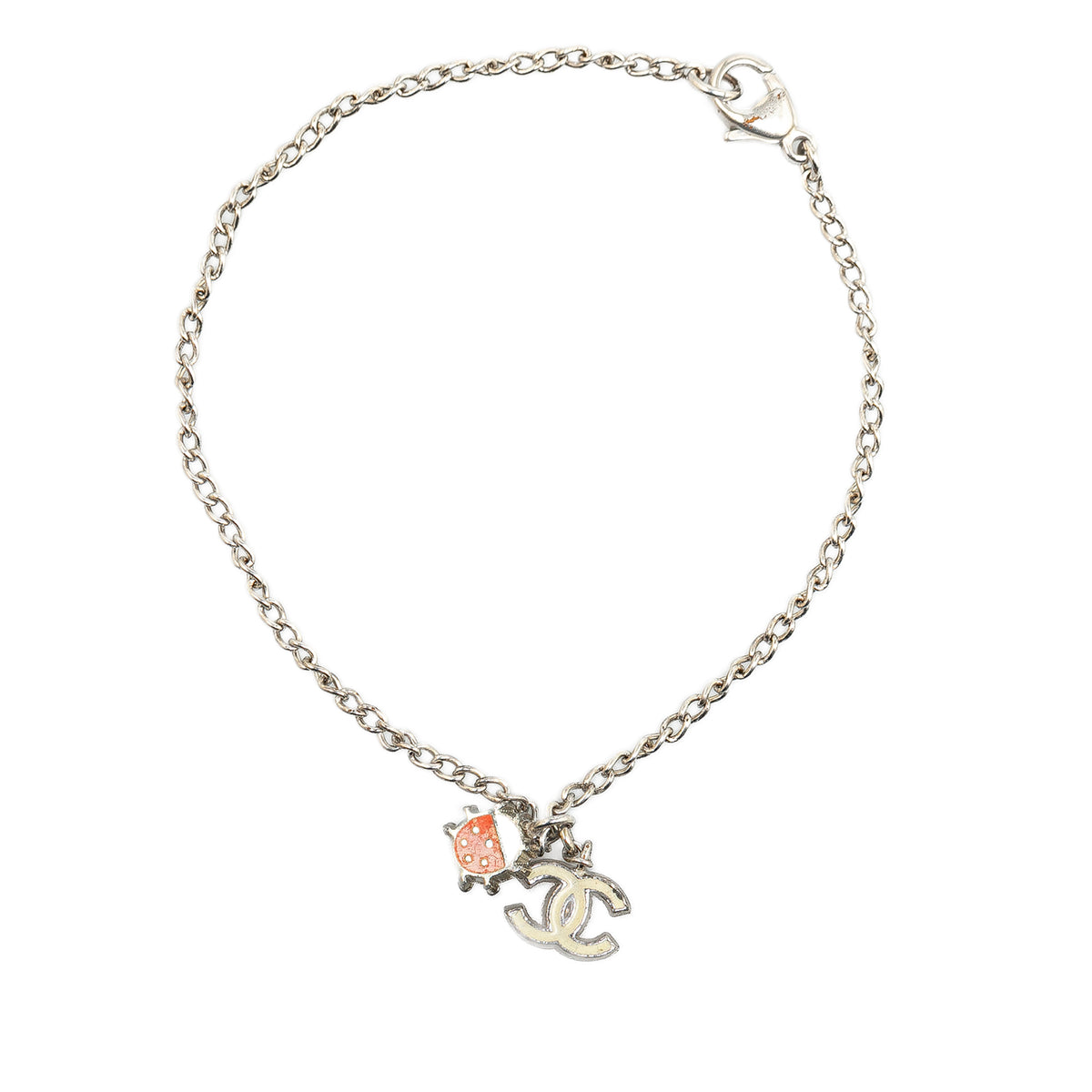 Silver Plated CC Ladybug Charm Bracelet