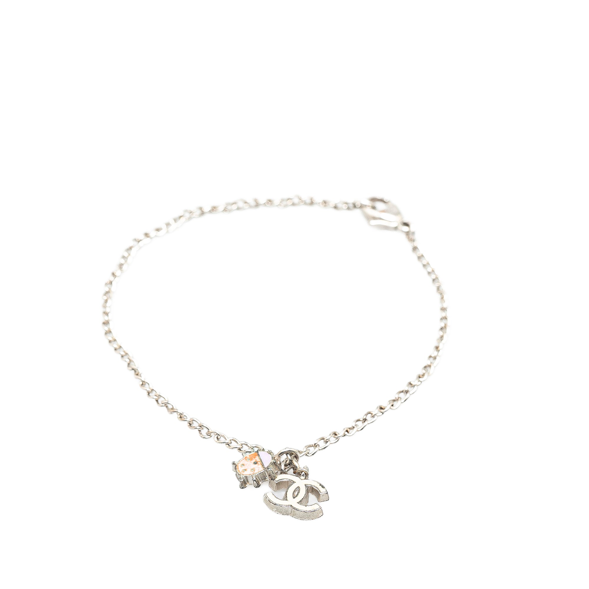 Silver Plated CC Ladybug Charm Bracelet