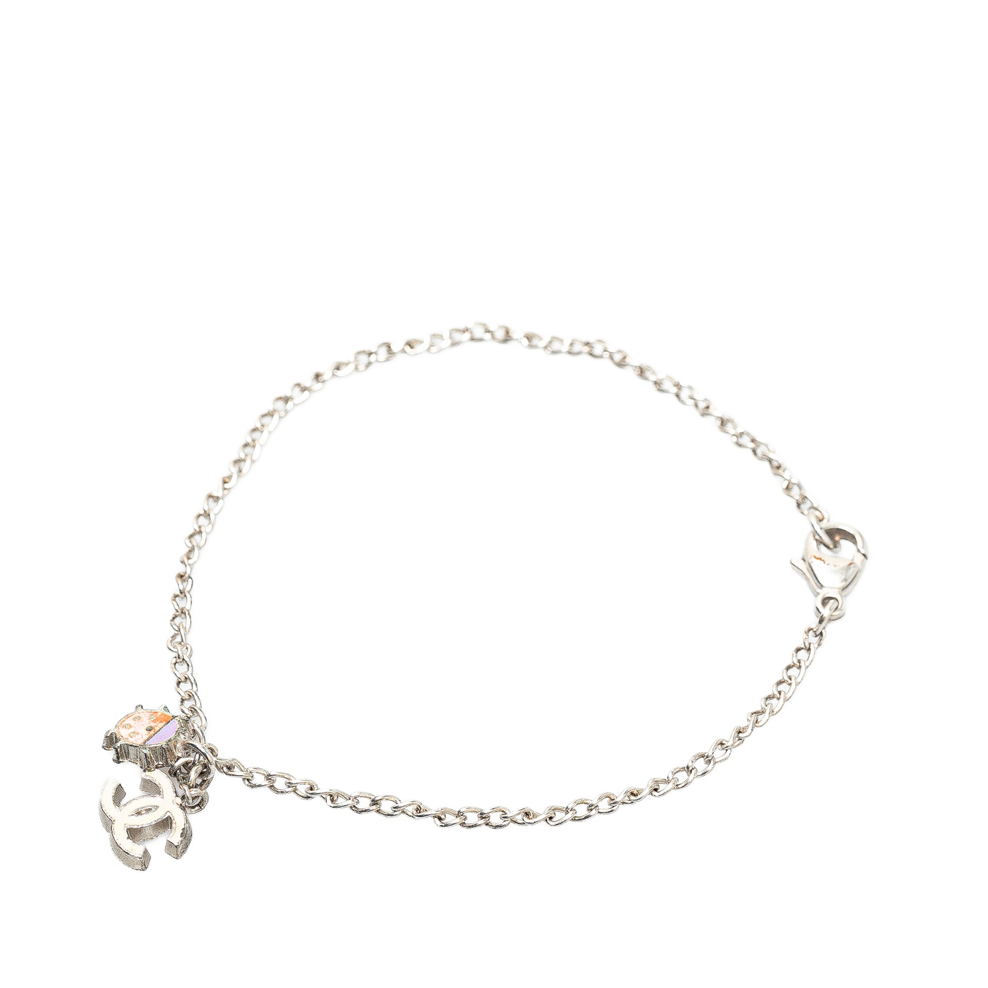 Silver Plated CC Ladybug Charm Bracelet