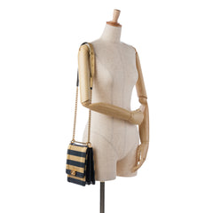 Metallic Lambskin Striped North South Boy Flap