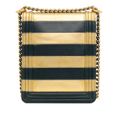 Metallic Lambskin Striped North South Boy Flap_3