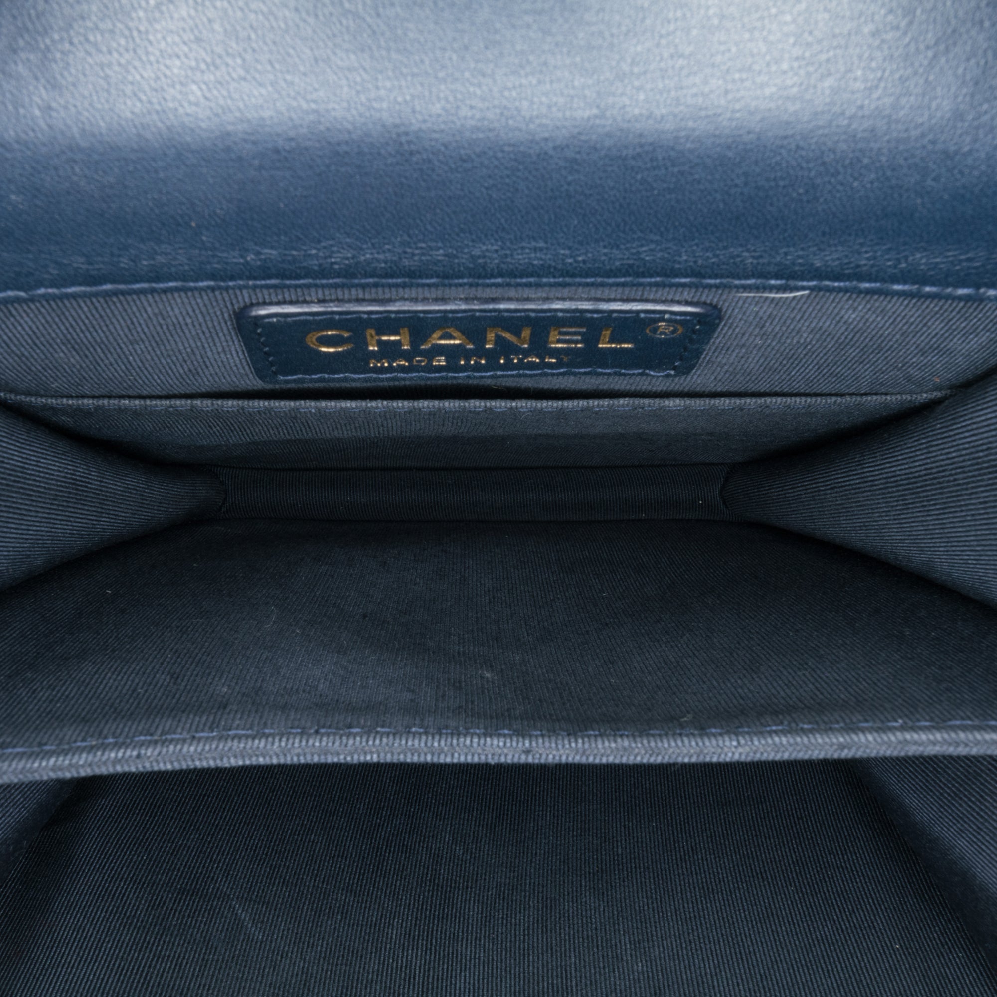 Paris New York Metallic Lambskin Striped North South Boy Flap