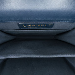 Paris New York Metallic Lambskin Striped North South Boy Flap