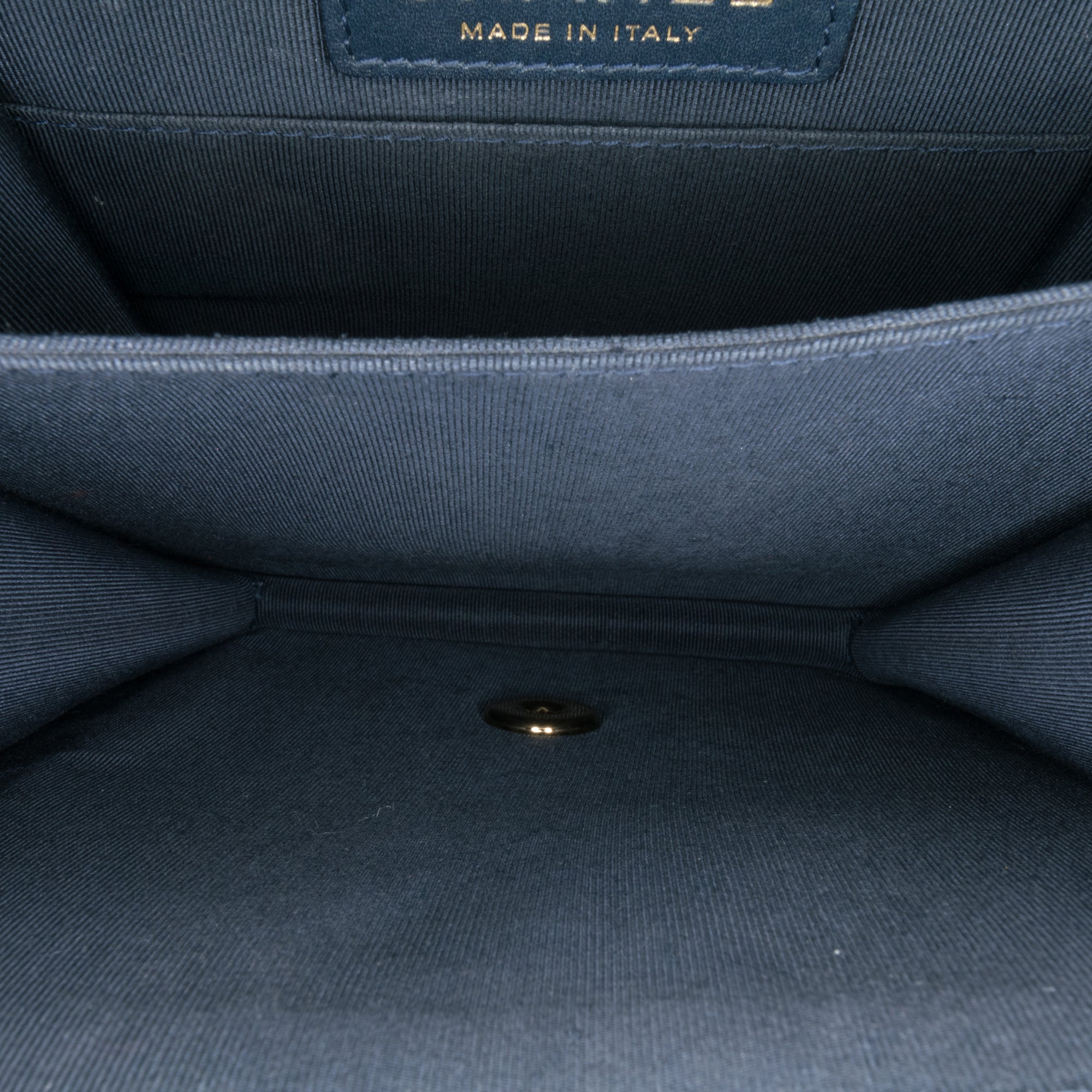 Paris New York Metallic Lambskin Striped North South Boy Flap