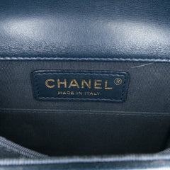 Metallic Lambskin Striped North South Boy Flap