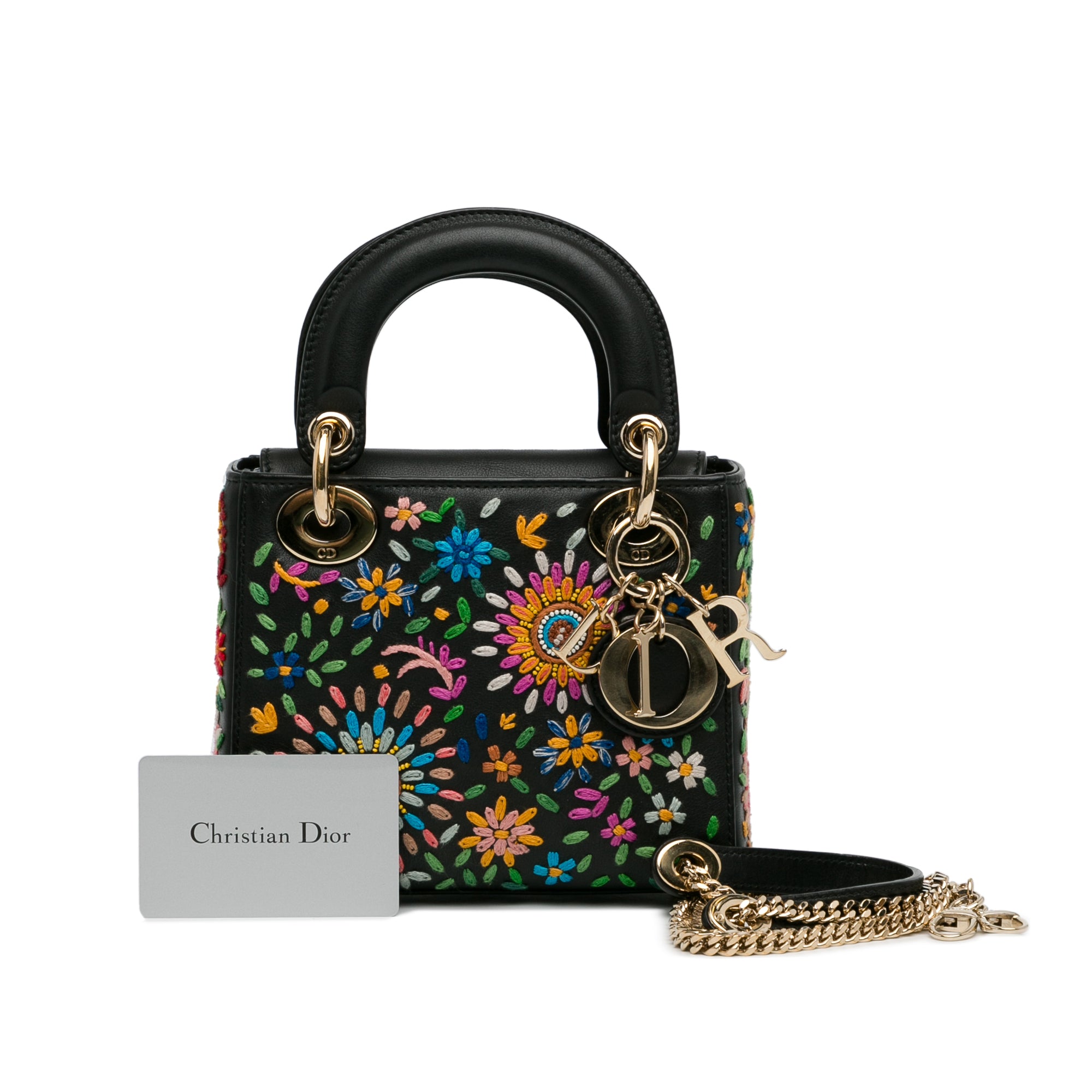 Mini Calfskin Flowers Embroidered Lady Dior_9