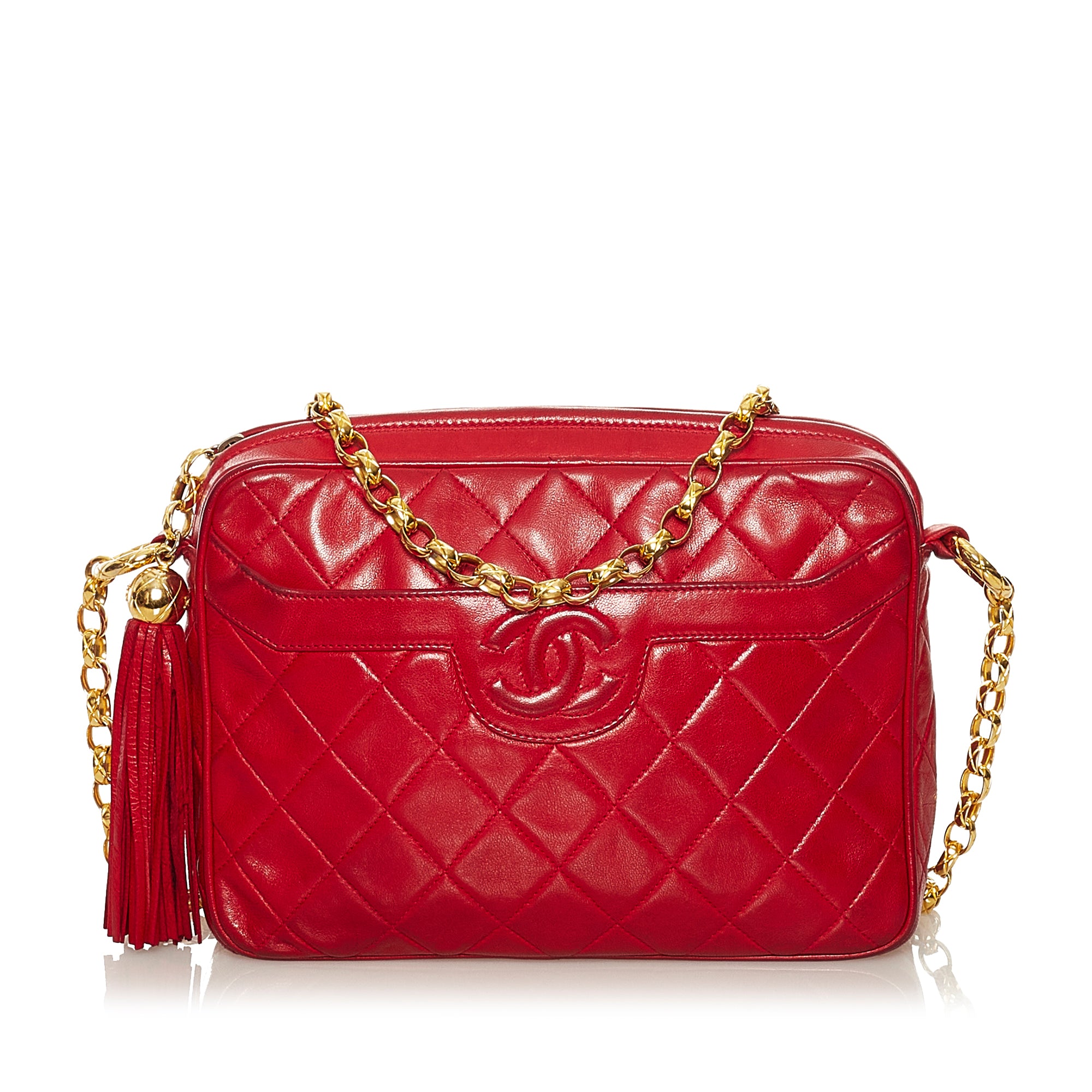 CC Quilted Lambskin Tassel Crossbody Bag