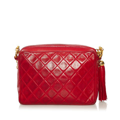 CC Quilted Lambskin Tassel Crossbody Bag