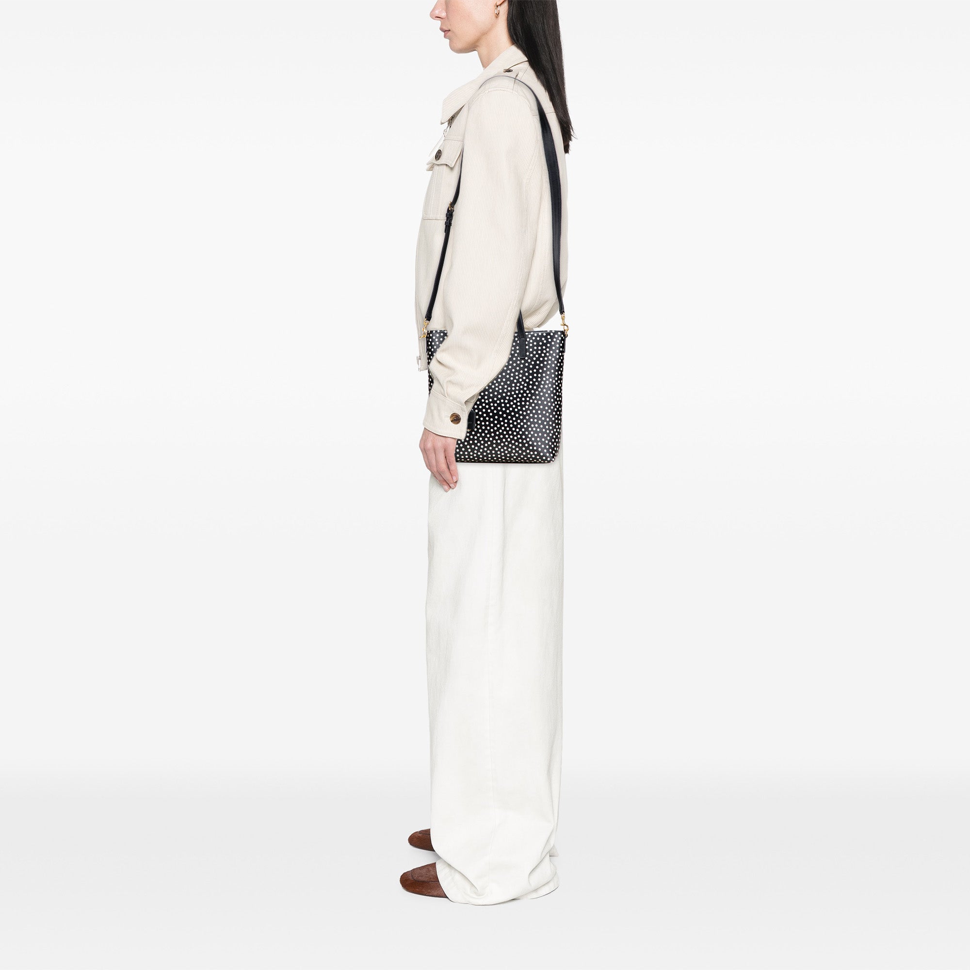 Toy Calfskin Polka Dot North South Shopping Tote