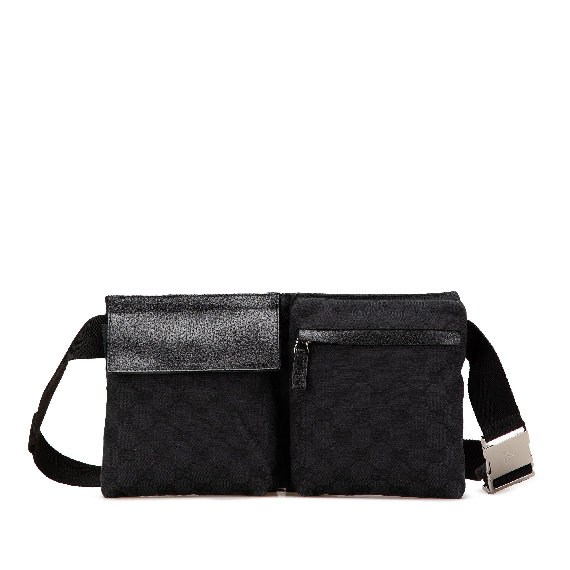 GG Canvas Double Pocket Belt Bag