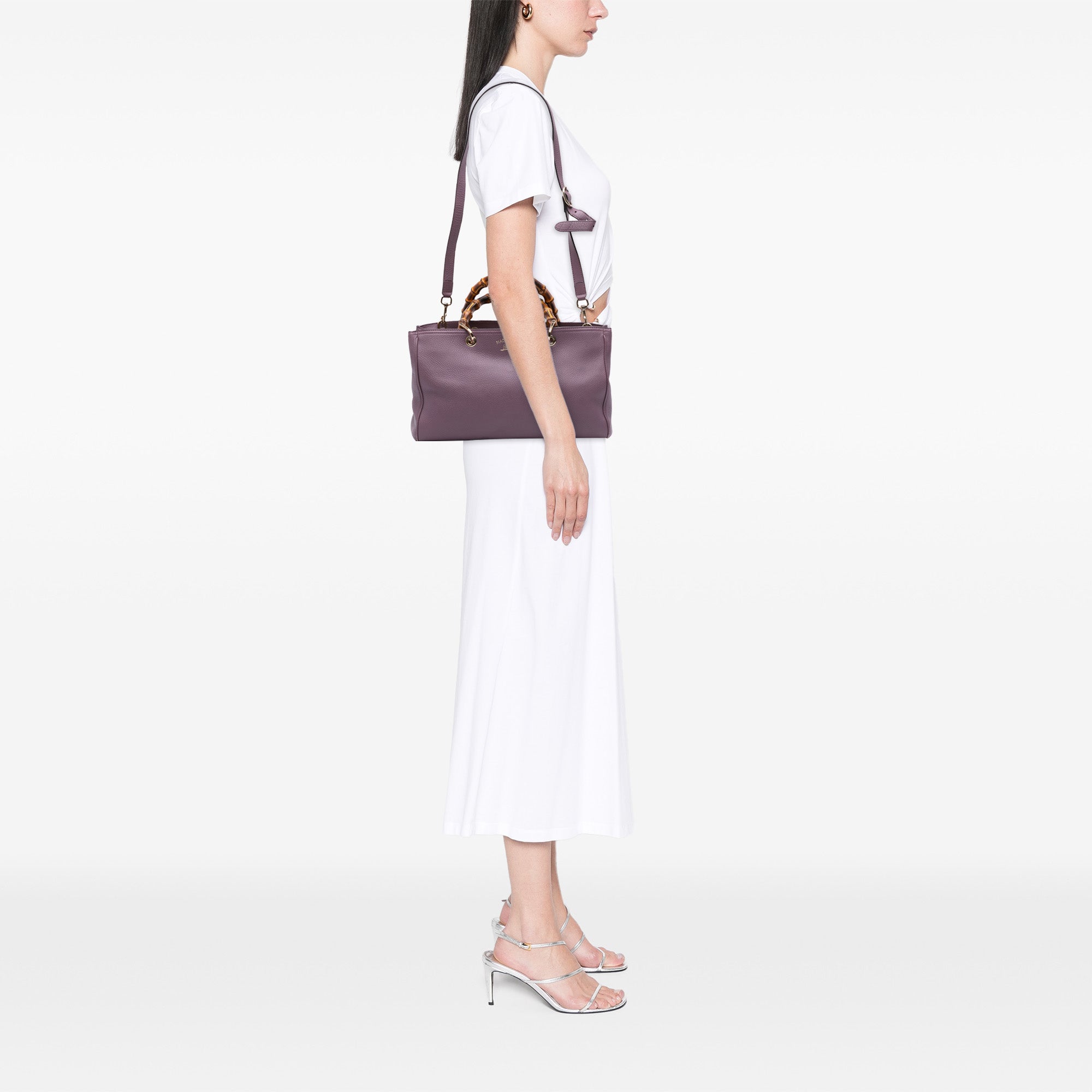 Medium Calfskin Bamboo Shopper Satchel