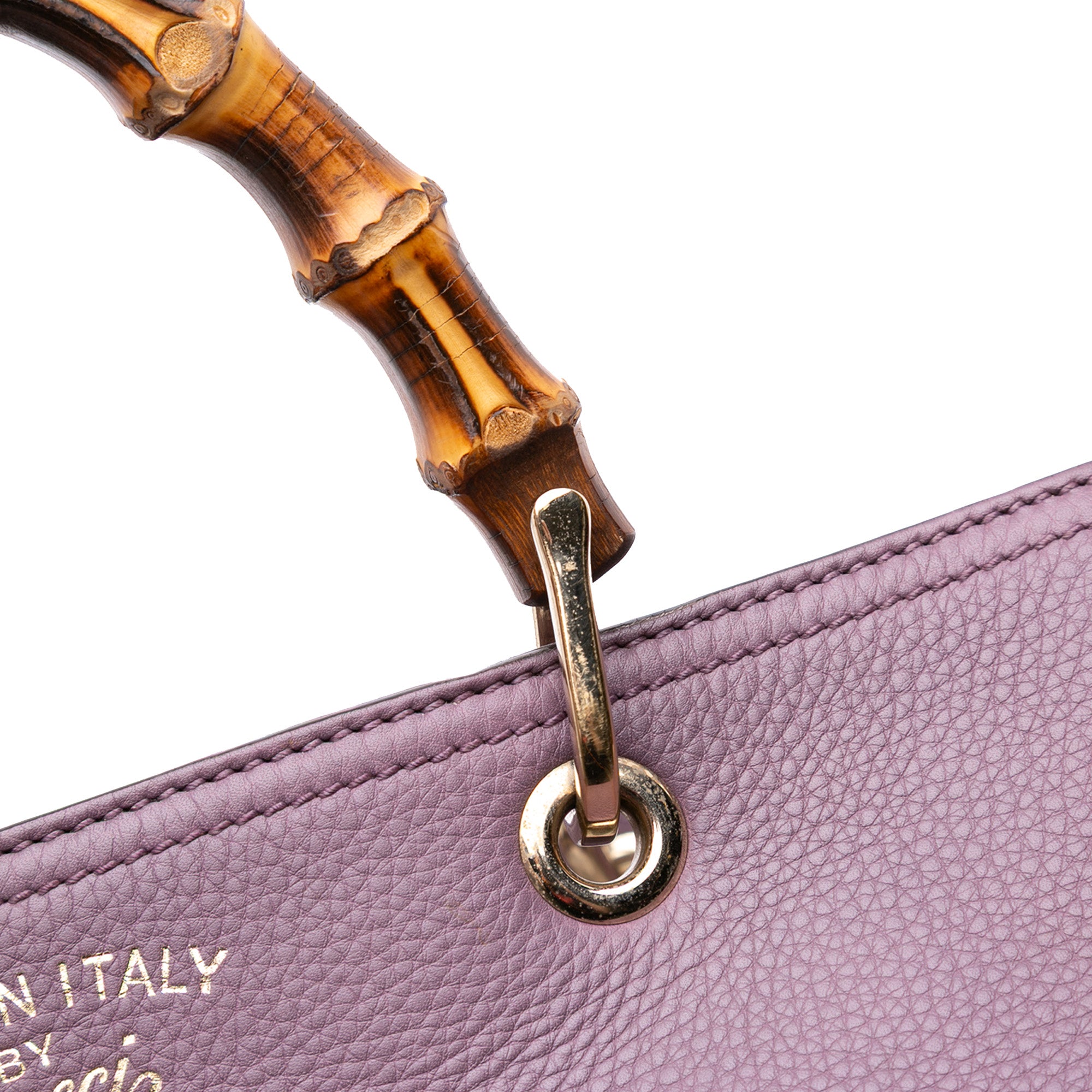 Medium Calfskin Bamboo Shopper Satchel