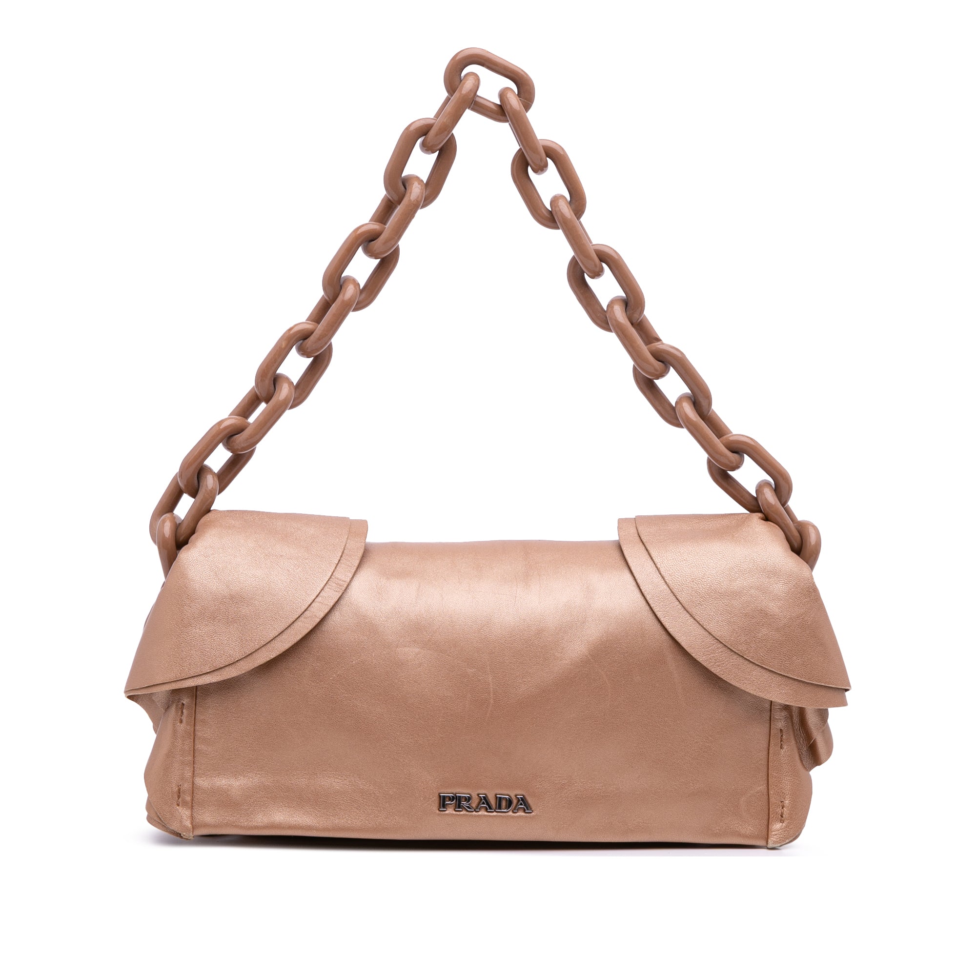Nappa Ruffle Resin Chain Shoulder Bag