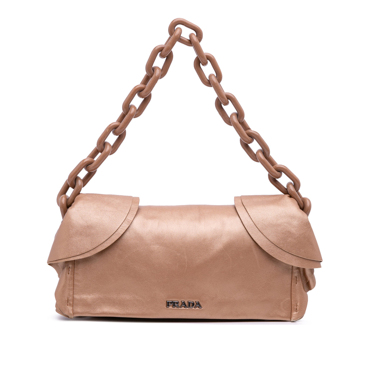 Nappa Ruffle Resin Chain Shoulder Bag