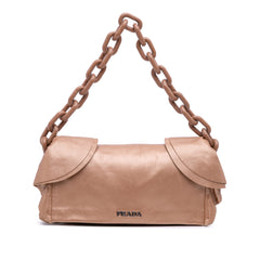 Nappa Ruffle Resin Chain Shoulder Bag