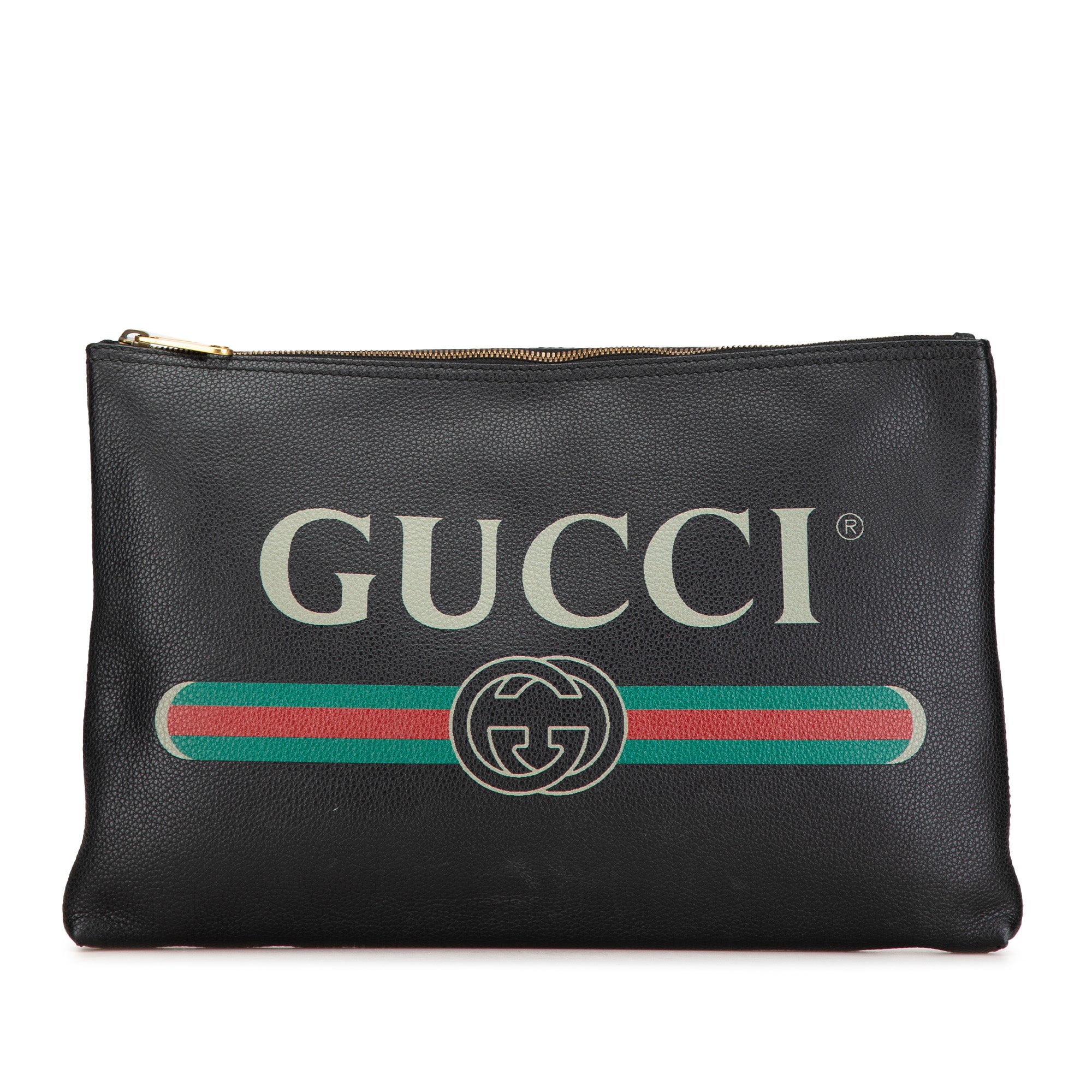 Leather Gucci Logo Clutch Bag