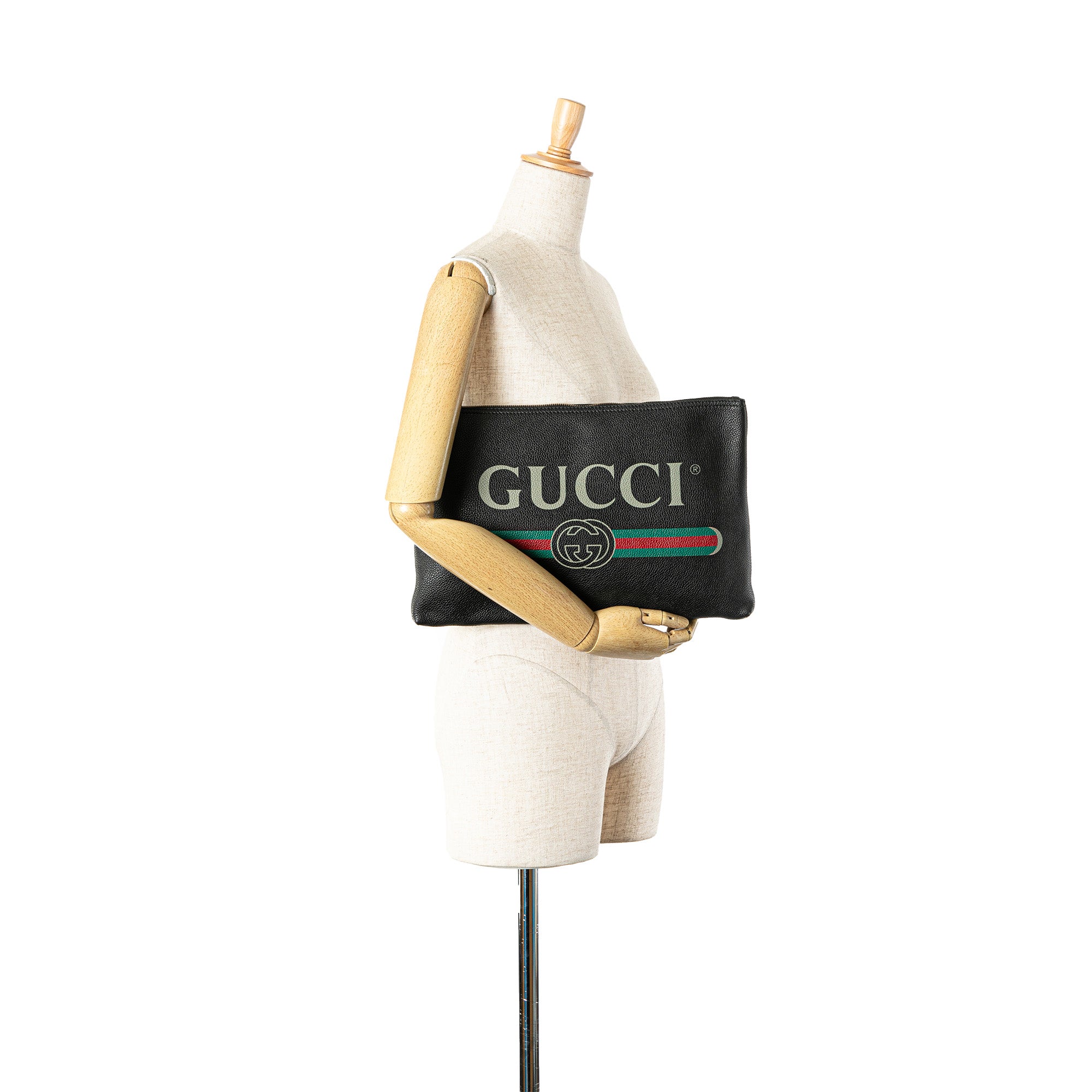 Leather Gucci Logo Clutch Bag