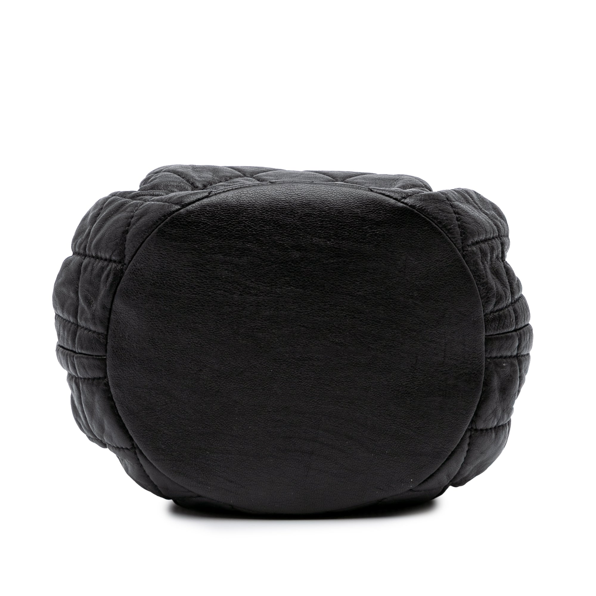 CC Quilted Lambskin Chain Drawstring Bucket Bag