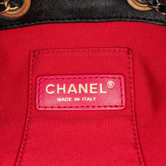 CC Quilted Lambskin Chain Drawstring Bucket Bag
