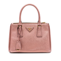 Small Metallic Saffiano Lux Galleria Double Zip Satchel