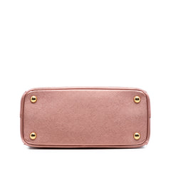 Small Metallic Saffiano Lux Galleria Double Zip Satchel