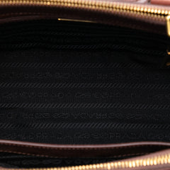 Small Metallic Saffiano Lux Galleria Double Zip Satchel