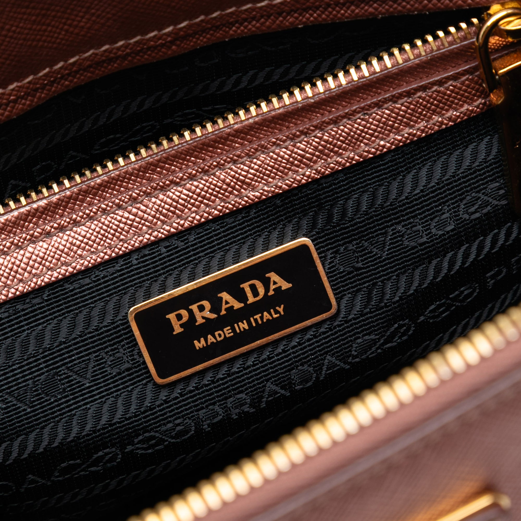 Small Metallic Saffiano Lux Galleria Double Zip Satchel