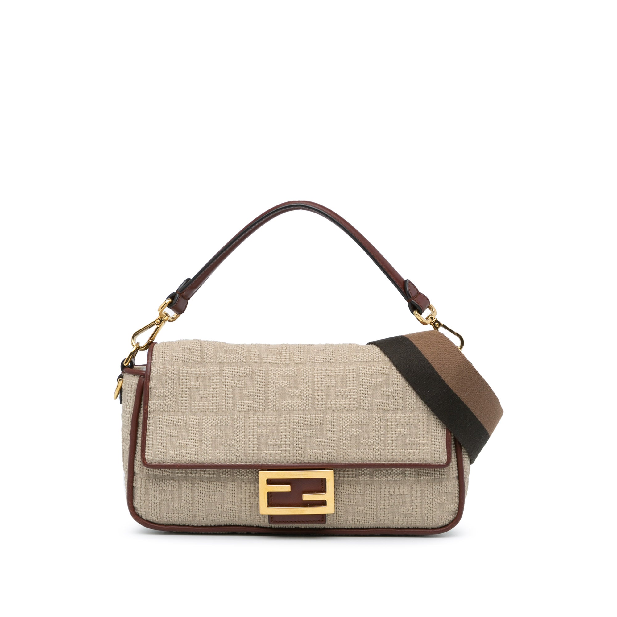 Zucca Embroidered Canvas Baguette Satchel