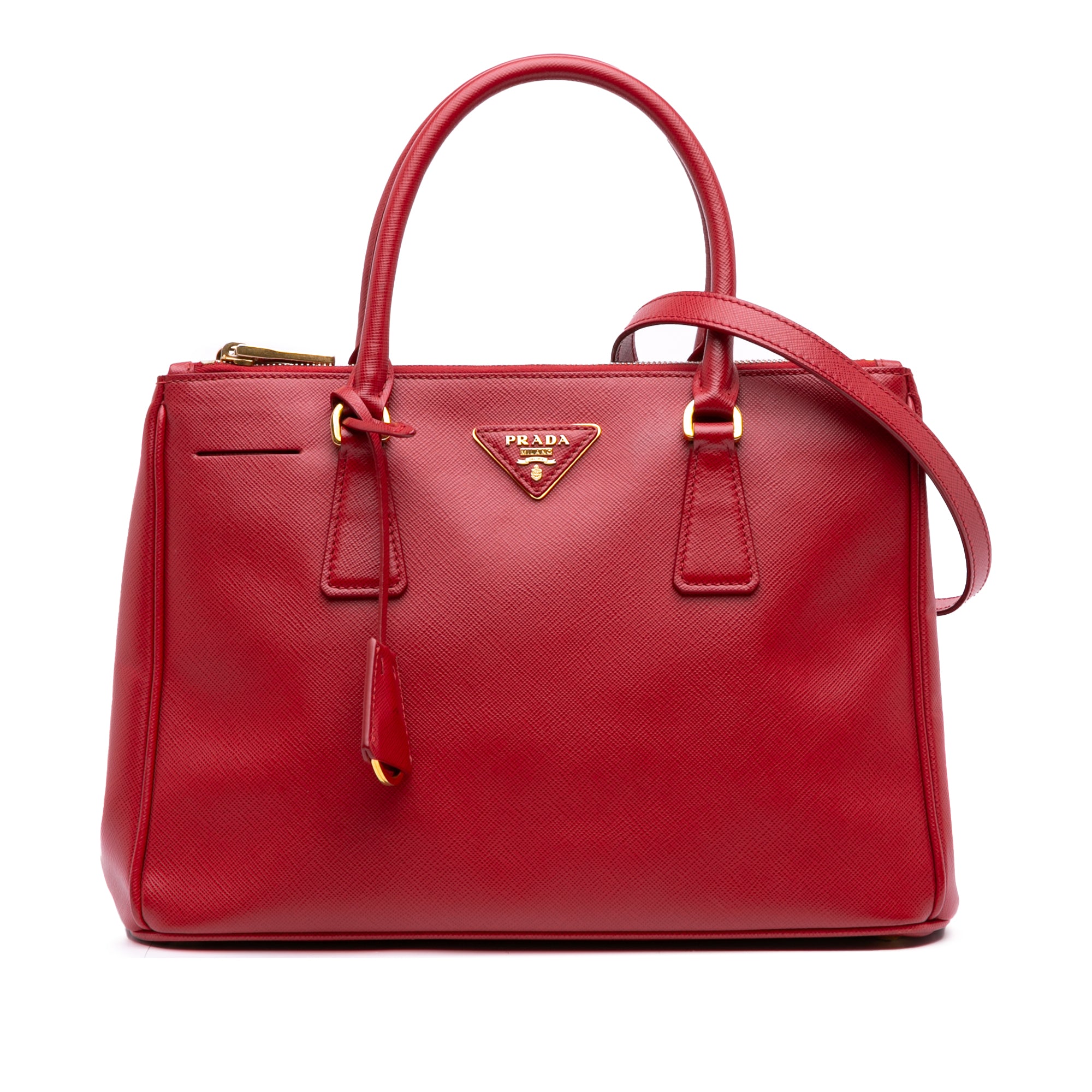Small Saffiano Lux Galleria Double Zip Satchel