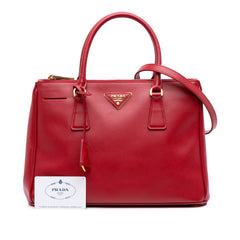 Small Saffiano Lux Galleria Double Zip Satchel