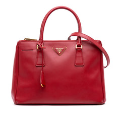 Small Saffiano Lux Galleria Double Zip Satchel