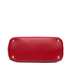 Small Saffiano Lux Galleria Double Zip Satchel