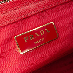 Small Saffiano Lux Galleria Double Zip Satchel