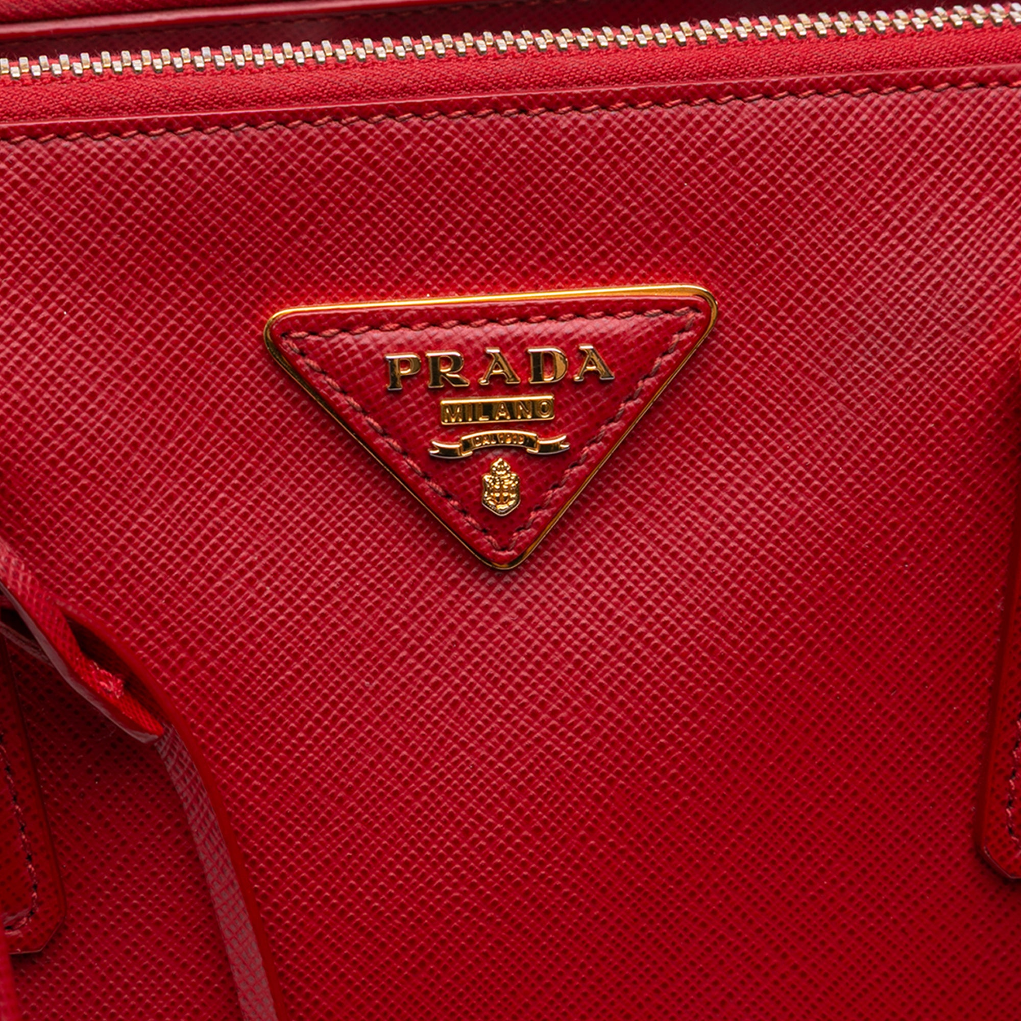 Small Saffiano Lux Galleria Double Zip Satchel