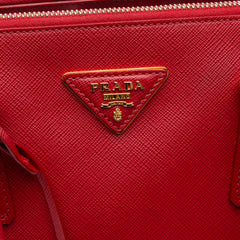 Small Saffiano Lux Galleria Double Zip Satchel