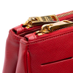 Small Saffiano Lux Galleria Double Zip Satchel