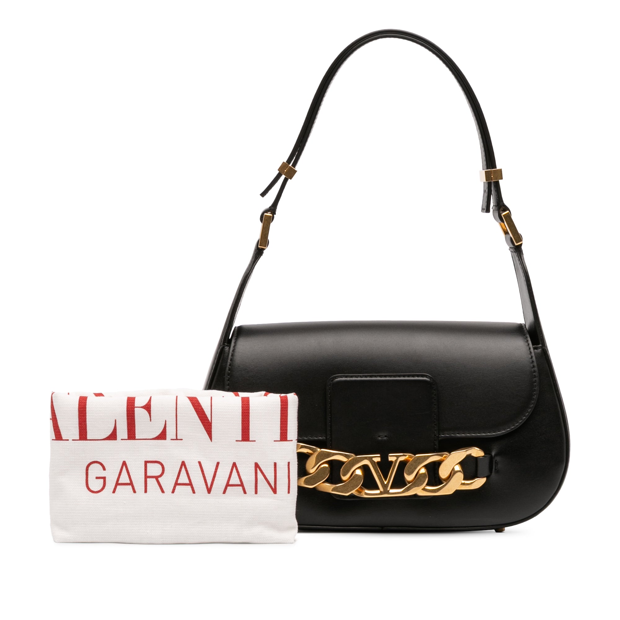 Medium Leather Vlogo Chain Shoulder Bag